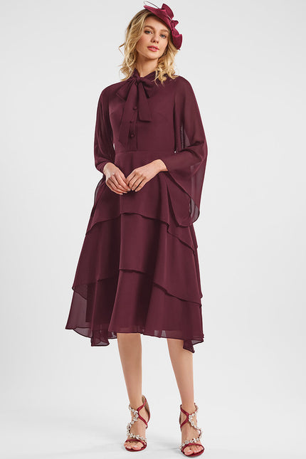 Robe Midi Fluide Bordeaux