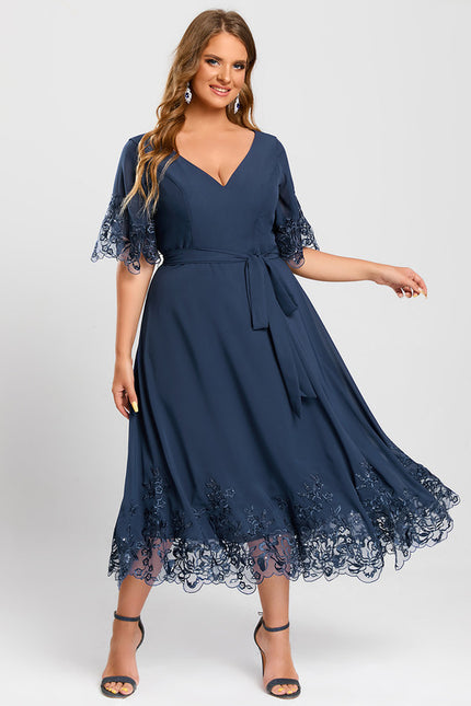Robe Midi Émeraude Dentelle - gallery 7