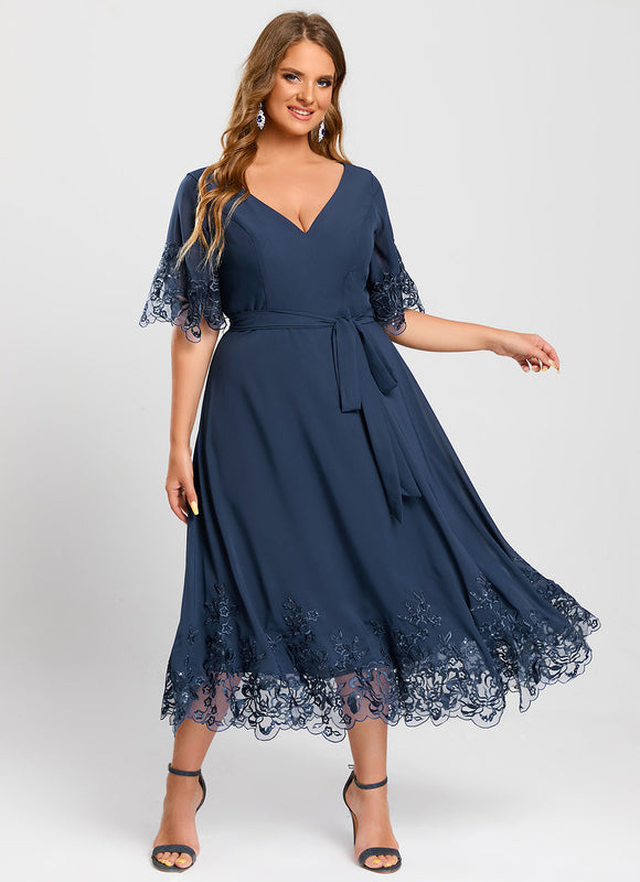 Robe Midi Émeraude Dentelle - gallery 7