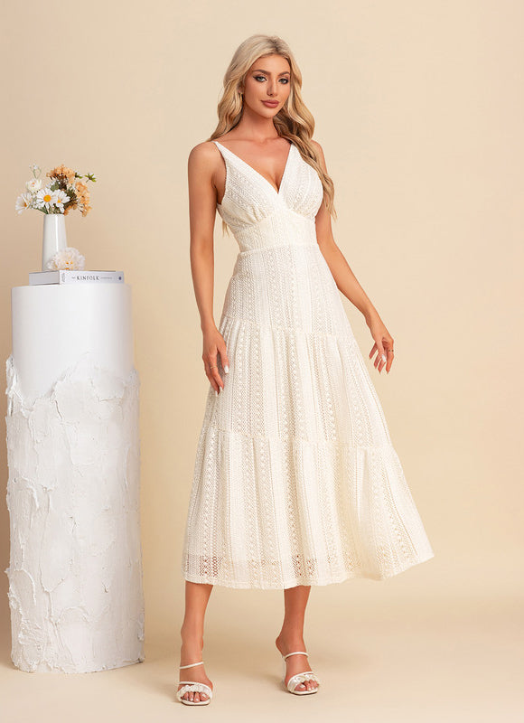 Robe Midi Évasée En Crochet - gallery 3