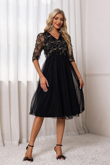 Robe Midi Noire Festive - gallery 6