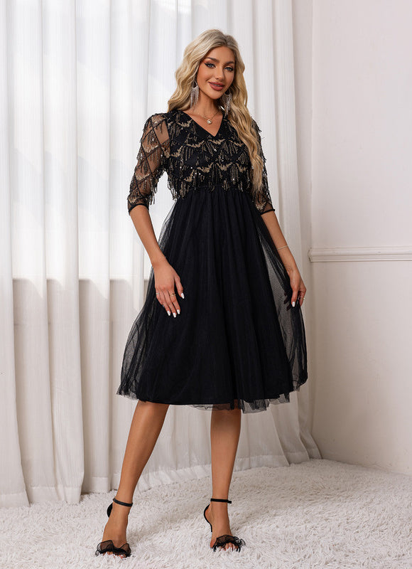 Robe Midi Noire Festive - gallery 6