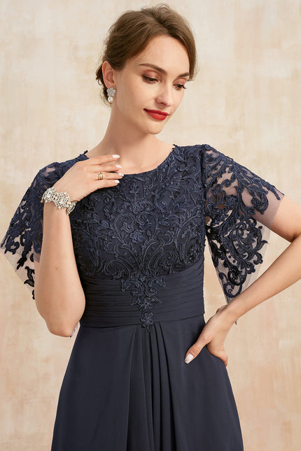 Robe Midi Mousseline Marine - gallery 1