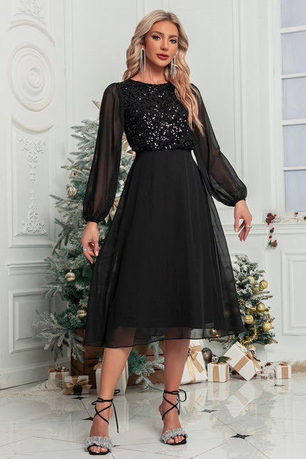 Robe Midi Paillettes Noire