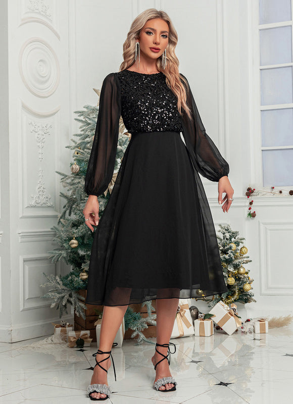 Robe Midi Paillettes Noire