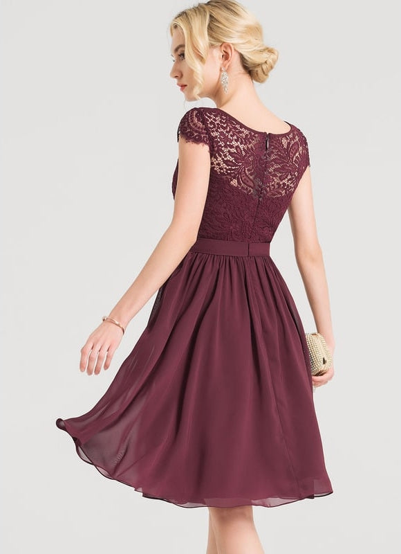 Robe Midi Dentelle Aubergine - gallery 2