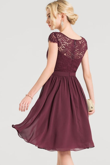 Robe Midi Élegante Bordeaux - gallery 2
