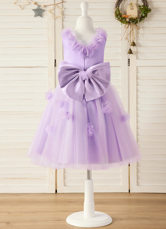 Robe Midi Lilas Tulle Fleurs - gallery 2