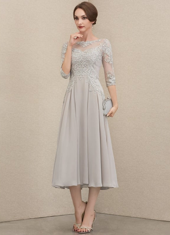 Robe Midi Élégance Grise Chic - gallery 1