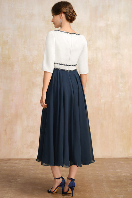 Robe Midi Élégante Marine - gallery 5