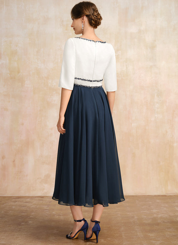 Robe Midi Élégante Marine - gallery 5