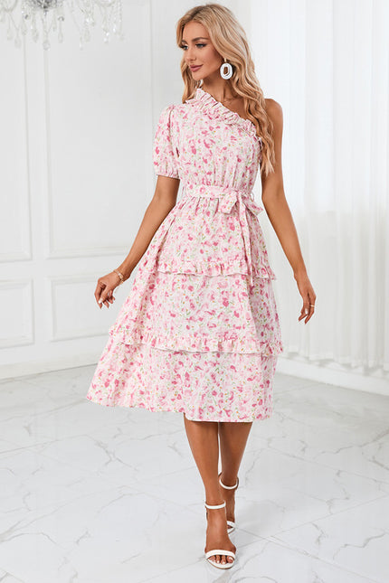 Robe Midi Asymétrique Rose - gallery 3