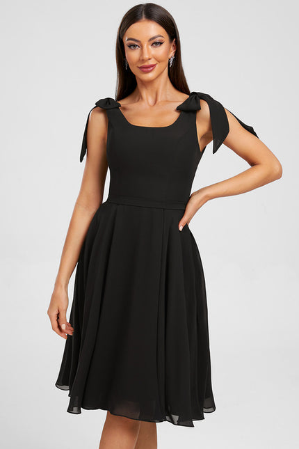 Robe Midi Noir Fluide - gallery 1