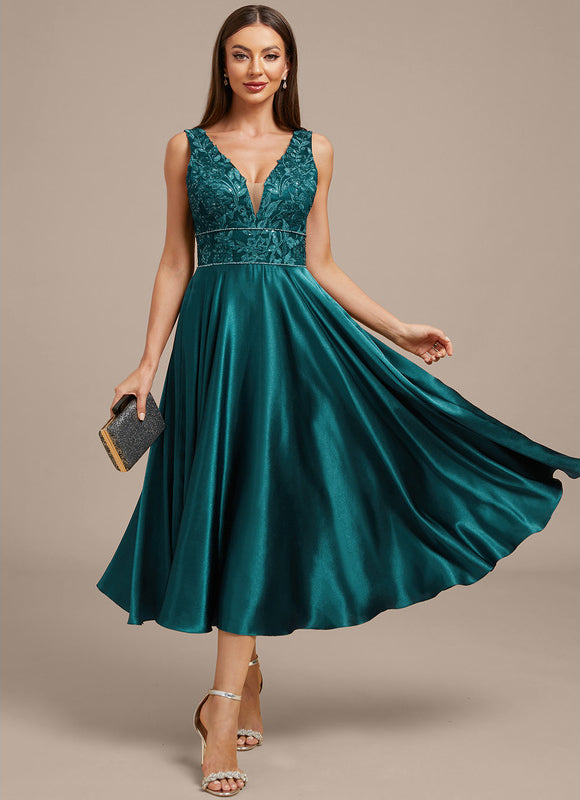 Robe Midi Soirée Satinée - gallery 5