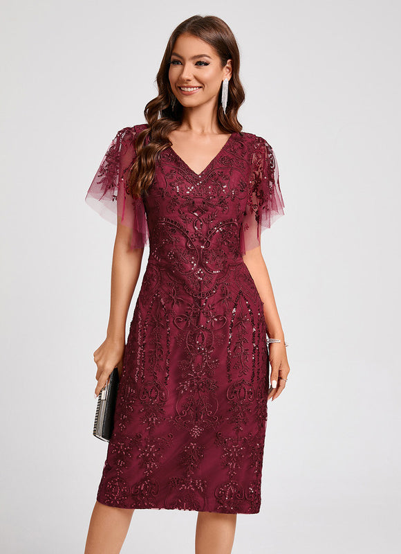 Robe Midi Bordeaux Pailletée - gallery 6