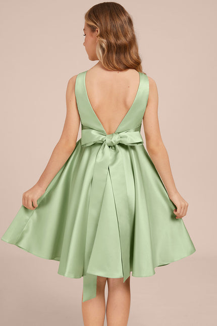 Robe Midi Satin Évasée Verte - gallery 2