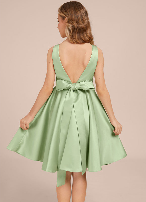 Robe Midi Satin Évasée Verte - gallery 2