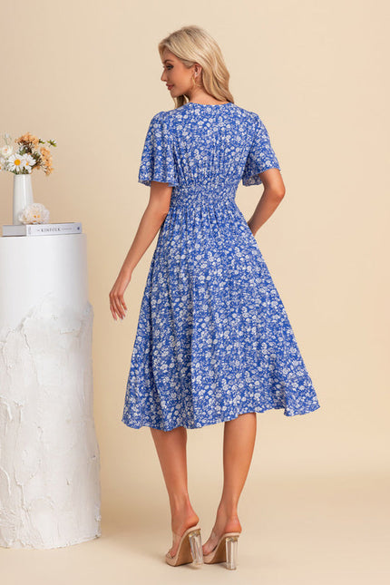 Robe Midi Vaporeuse Bleue - gallery 3