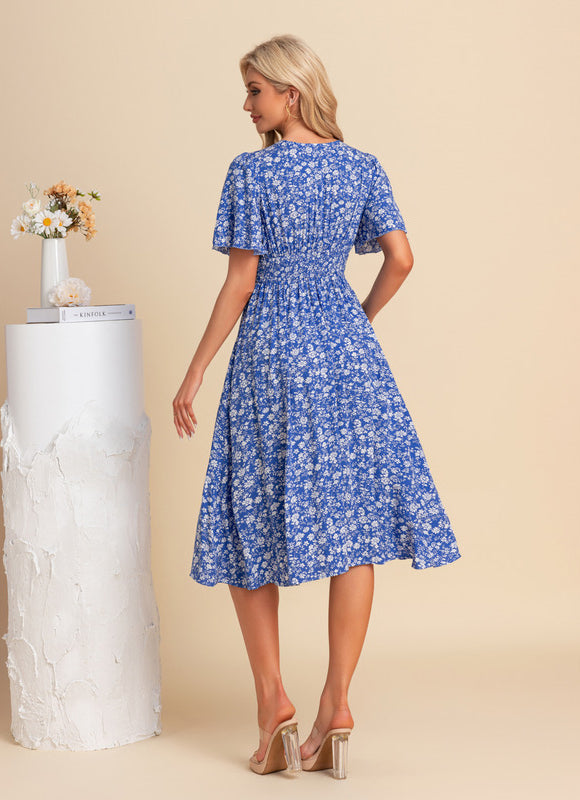 Robe Midi Vaporeuse Bleue - gallery 3