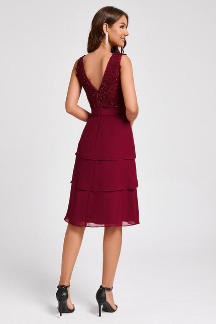 Robe Midi Volants Bordeaux - gallery 5
