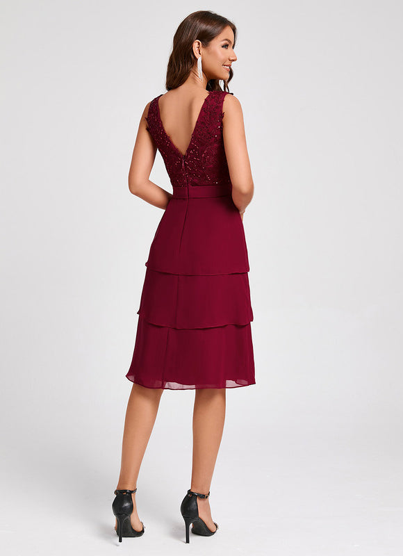 Robe Midi Volants Bordeaux - gallery 5