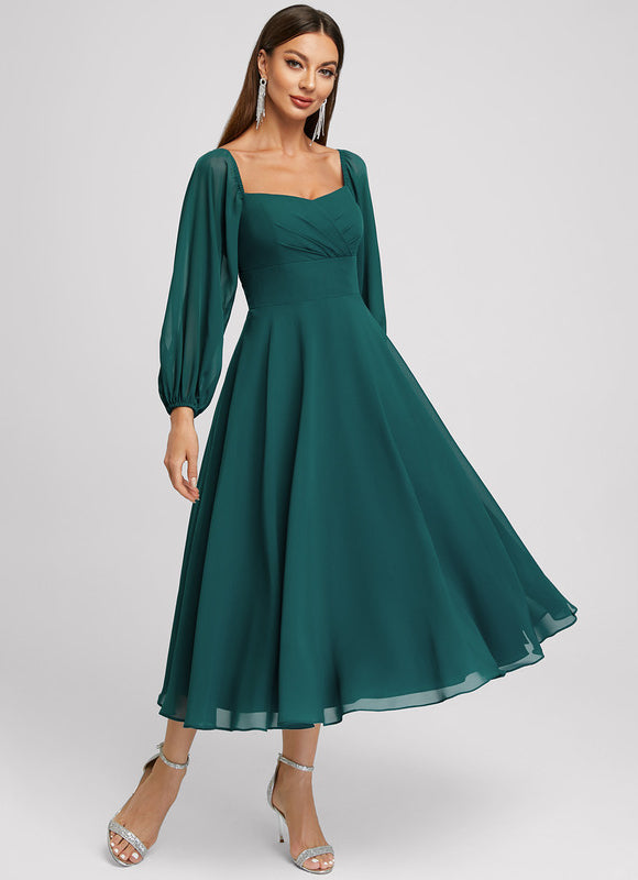 Robe Midi Mousseline Émeraude - gallery 1