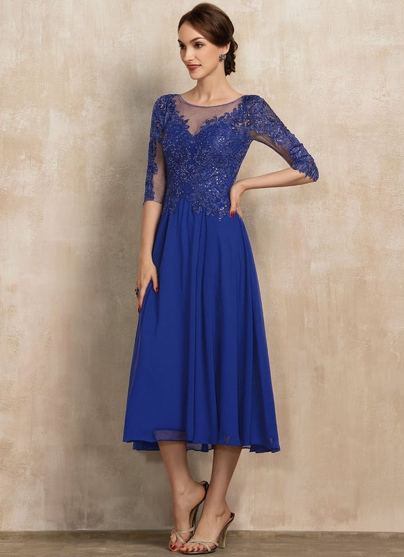 Robe Midi Bleu Élégante - gallery 3