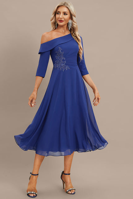 Robe Midi Chiffon Bleu Nuit