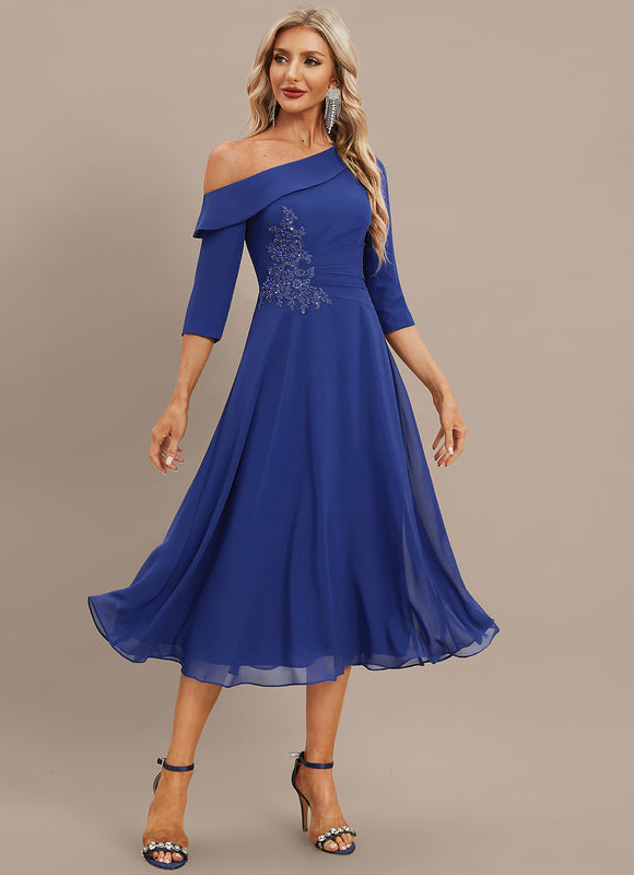 Robe Midi Chiffon Bleu Nuit