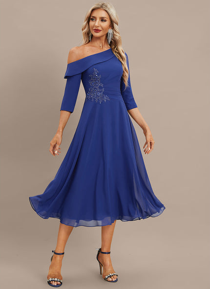 Robe Midi Chiffon Bleu Nuit