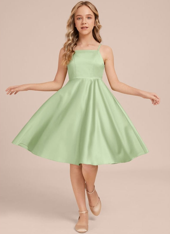 Robe Midi Satin Évasée Verte