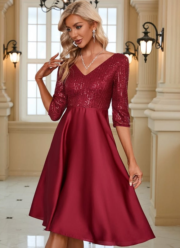 Robe Midi Éclat Rubis Satiné