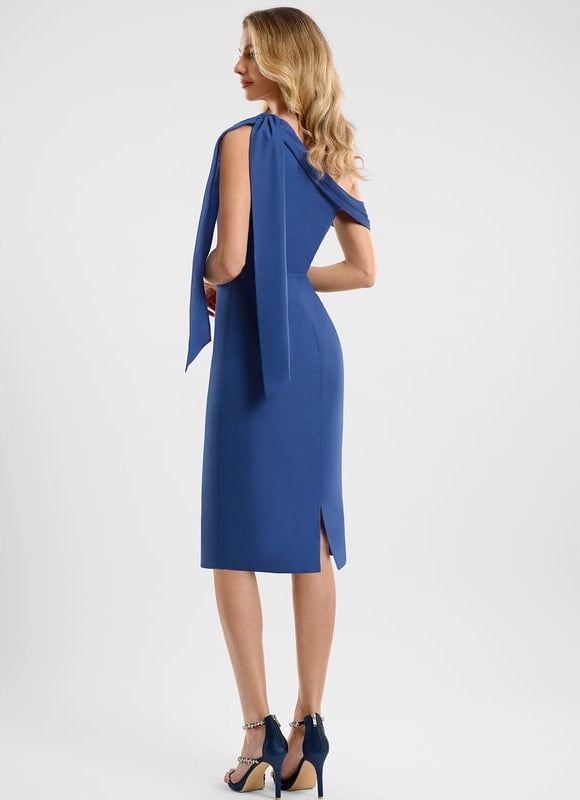 Robe Midi Bleu Satinée - gallery 4