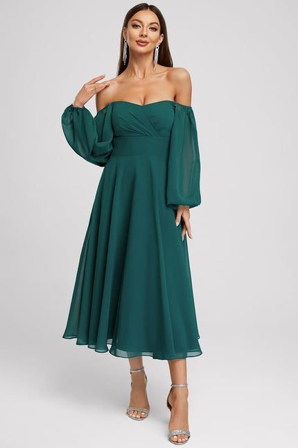 Robe Midi Mousseline Émeraude - gallery 2