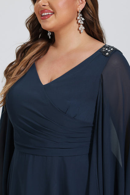 Robe Midi Éthérée Marine - gallery 9