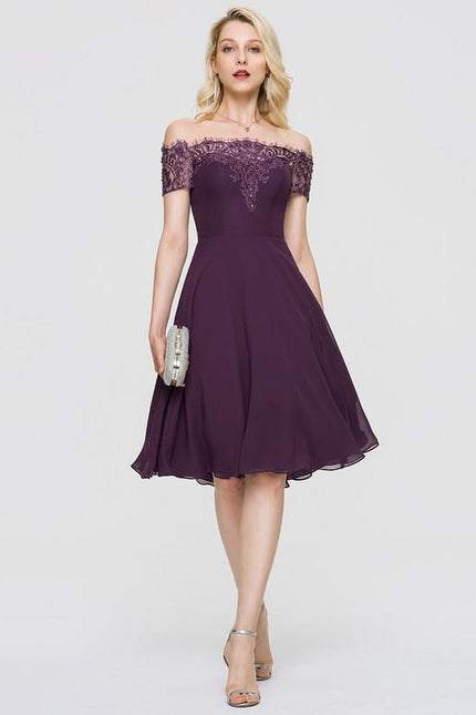 Robe Midi Élégance Pourpre Aérienne - gallery 1