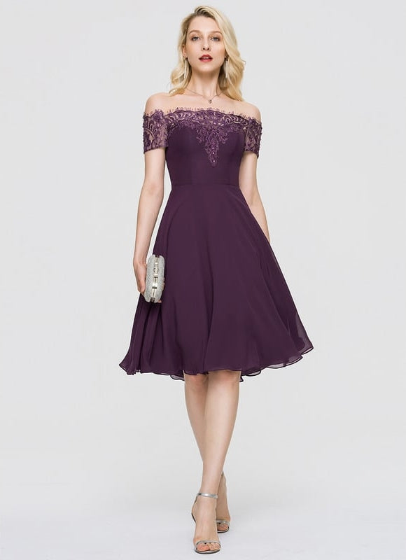 Robe Midi Élégance Pourpre Aérienne - gallery 1