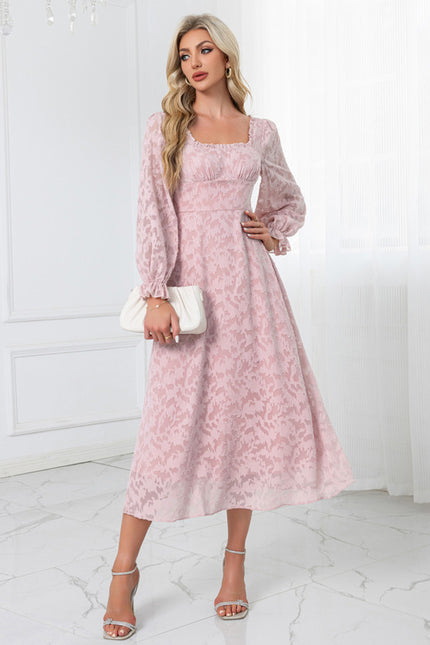 Robe Midi Rose À Motifs