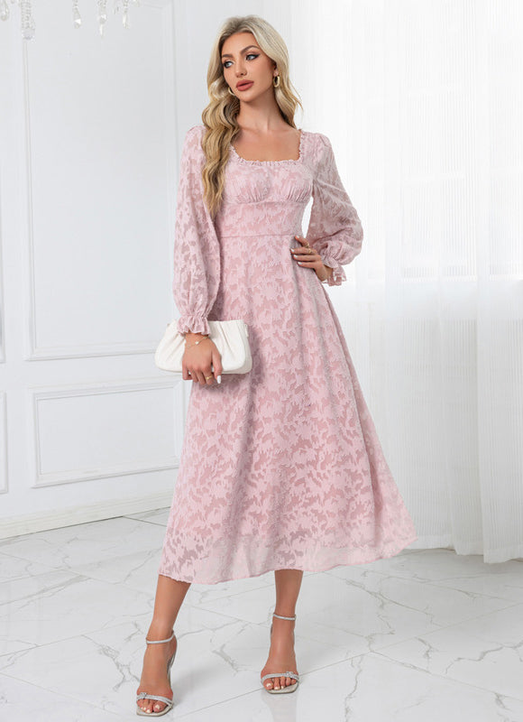 Robe Midi Rose À Motifs