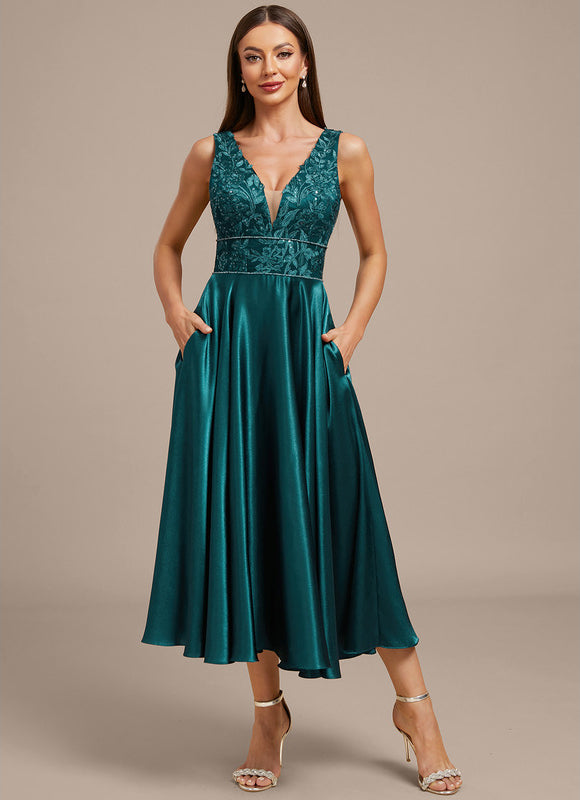 Robe Midi Soirée Satinée - gallery 2