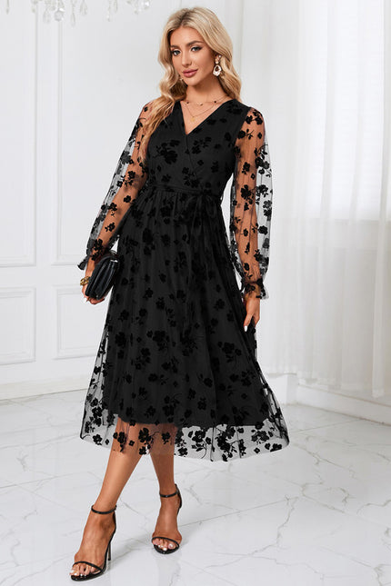 Robe Midi Ébène Florale - gallery 4