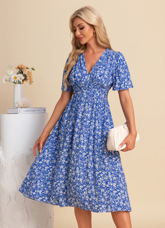 Robe Midi Vaporeuse Bleue - gallery 1