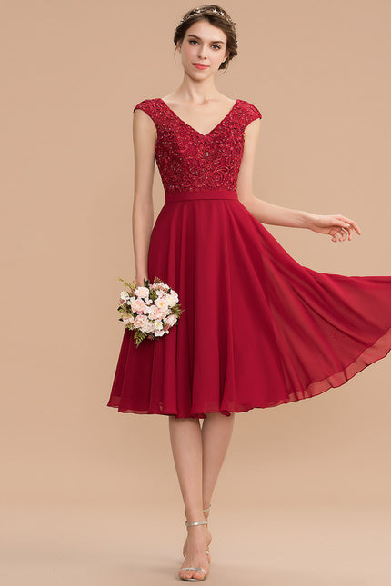 Robe Midi Chiffon Rubis