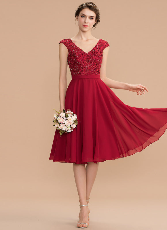 Robe Midi Chiffon Rubis