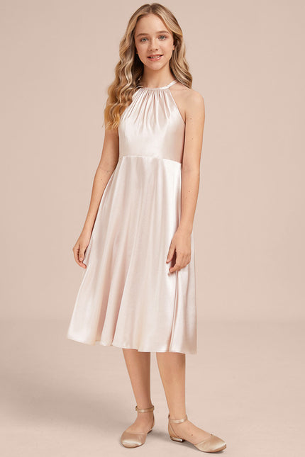 Robe Midi Satinée Rose Pâle - gallery 1