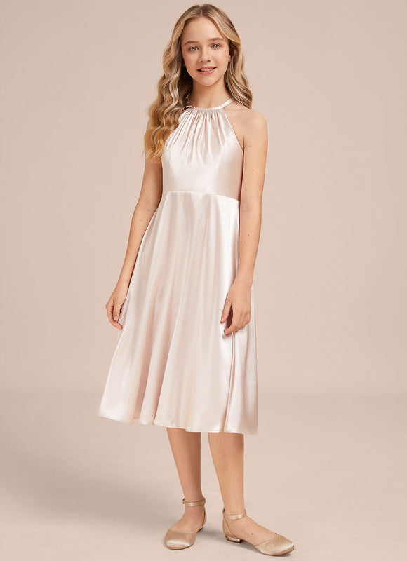 Robe Midi Satinée Rose Pâle - gallery 1