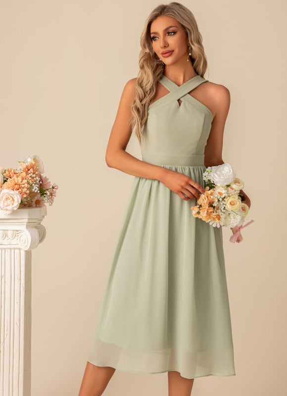 Robe Midi Chiffon Vert