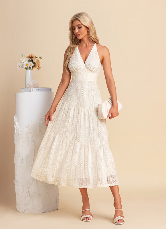 Robe Midi Évasée En Crochet - gallery 1