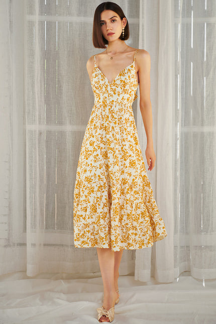 Robe Midi Jaune Champêtre - gallery 2