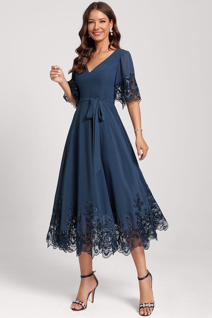 Robe Midi Émeraude Dentelle - gallery 1